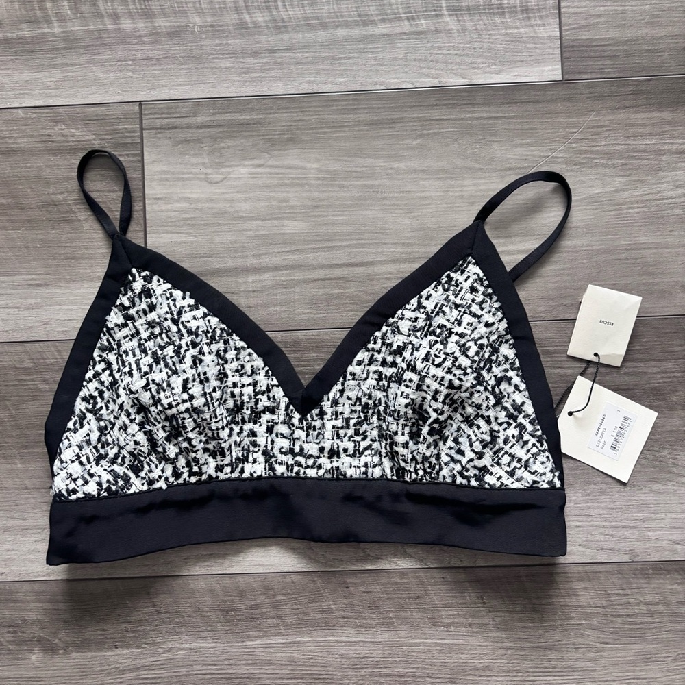 Sandro Black & White Tweed Bralette - Womens Intimates 3 large